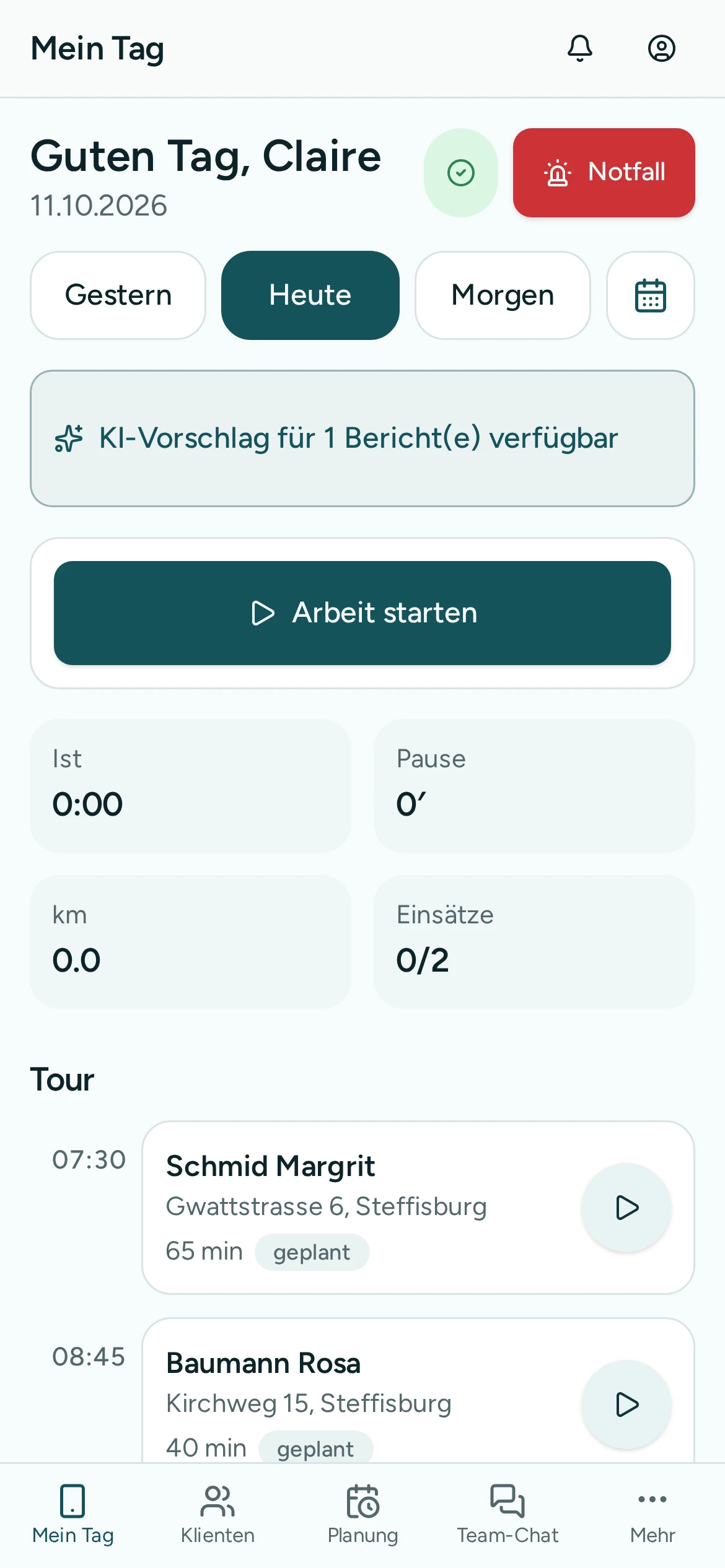 spitexio: Mein Tag