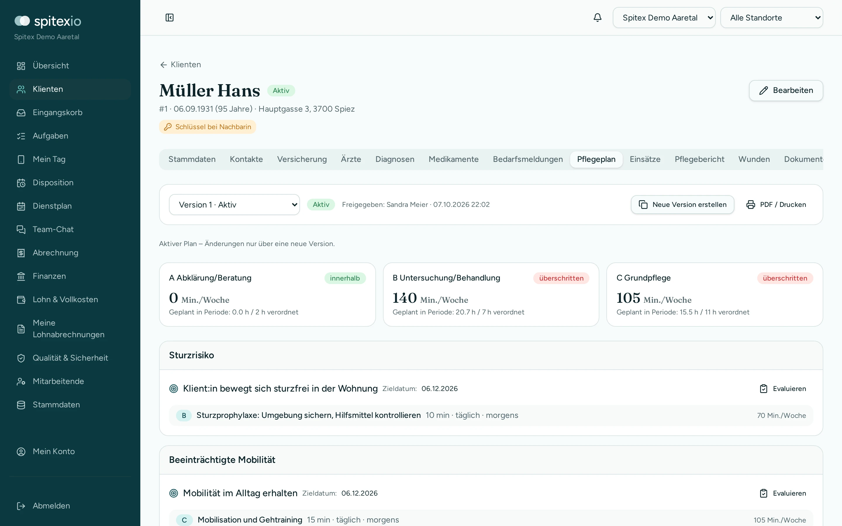 spitexio: Pflegeplan